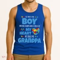 Autism Grandpa He Has My Heart Autistic Grandson Cute Gift Tank Top thumb 3