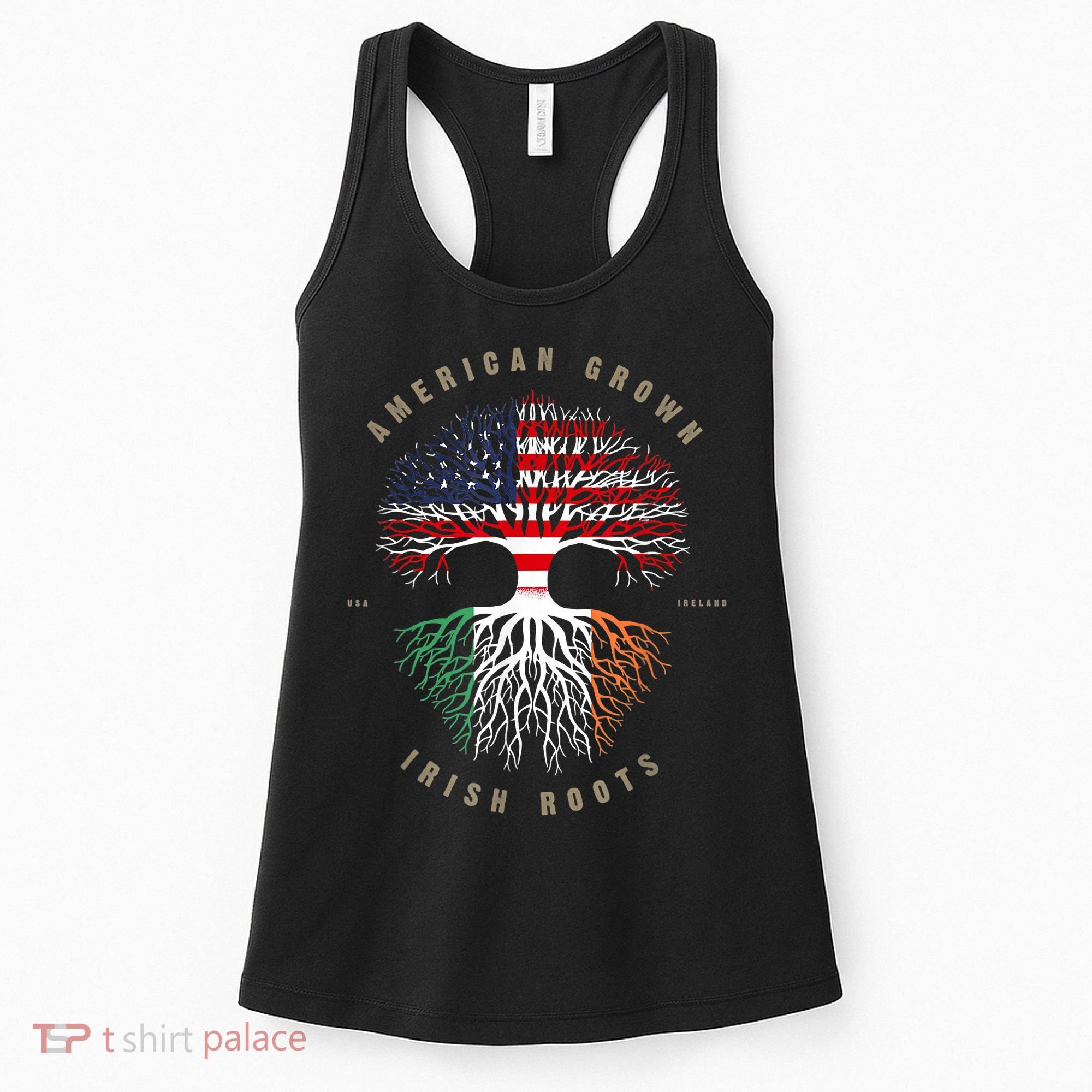 American Grown Irish Roots Ireland Flag ST. Patrick's Day Women's Tank Top