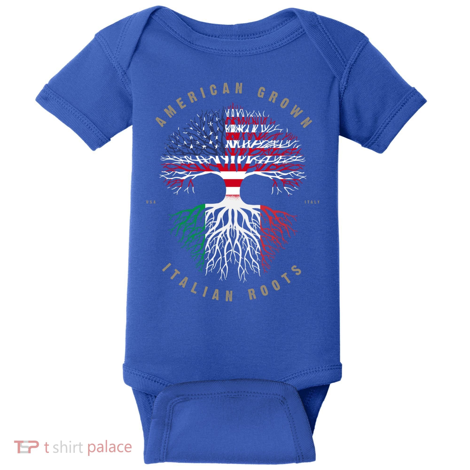 American Grown Italian Roots Italy Flag Gift Baby Bodysuit