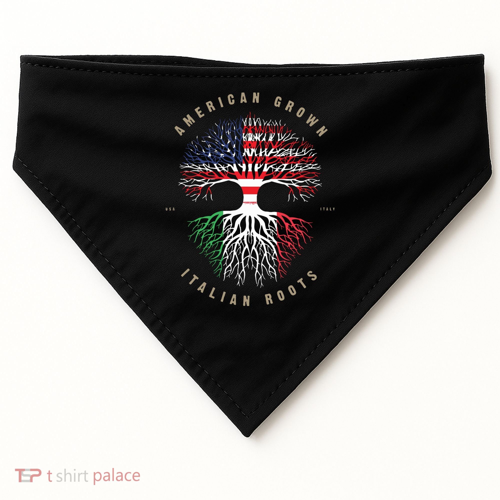 American Grown Italian Roots Italy Flag USA-Made Doggie Bandana