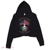 American Grown Italian Roots Italy Flag Crop Fleece Hoodie thumb 0