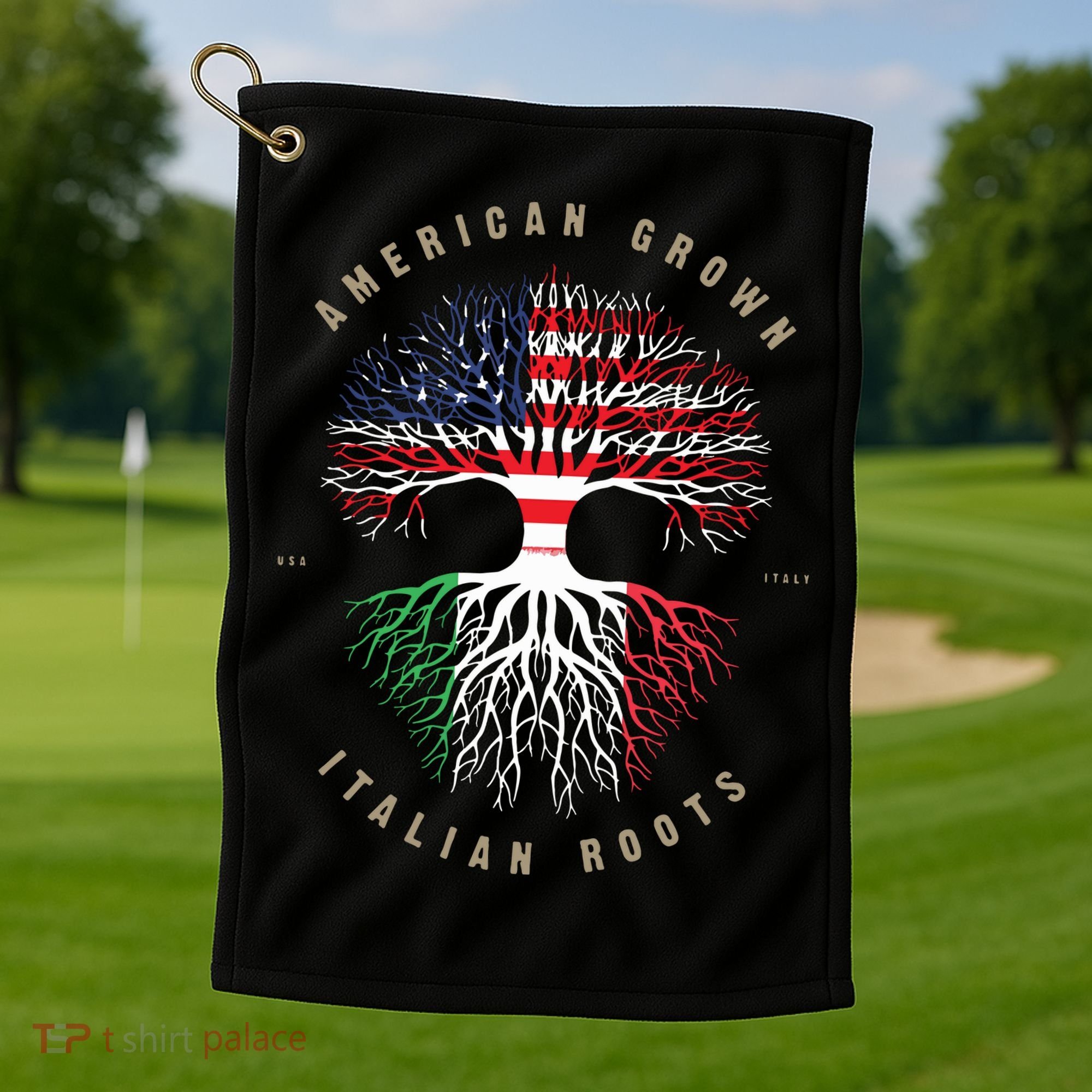 American Grown Italian Roots Italy Flag Golf Towel