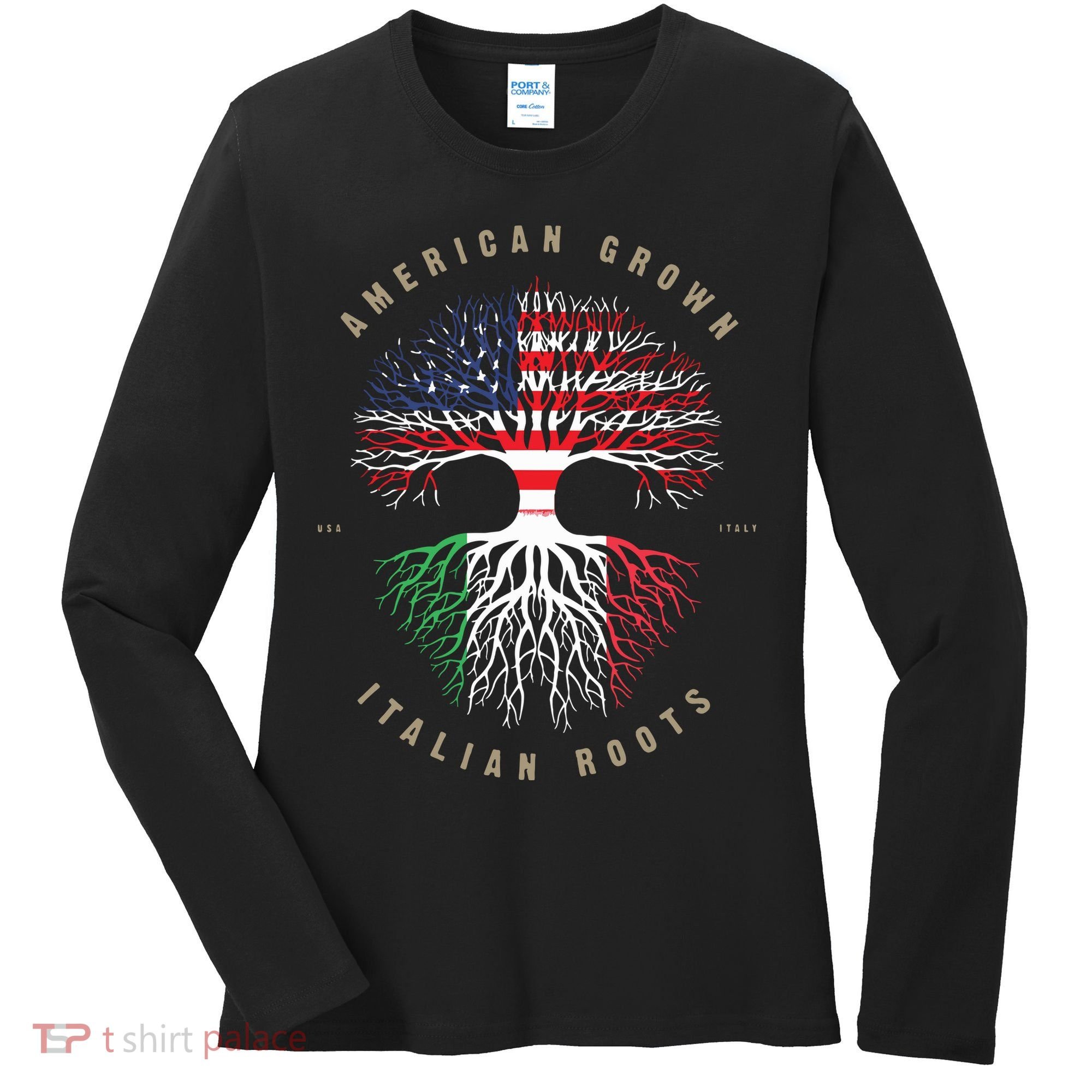 American Grown Italian Roots Italy Flag Women's Long Sleeve Shirt