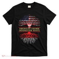 American Grown Indonesian Roots America Indonesia Tree Flag T-Shirt thumb 0