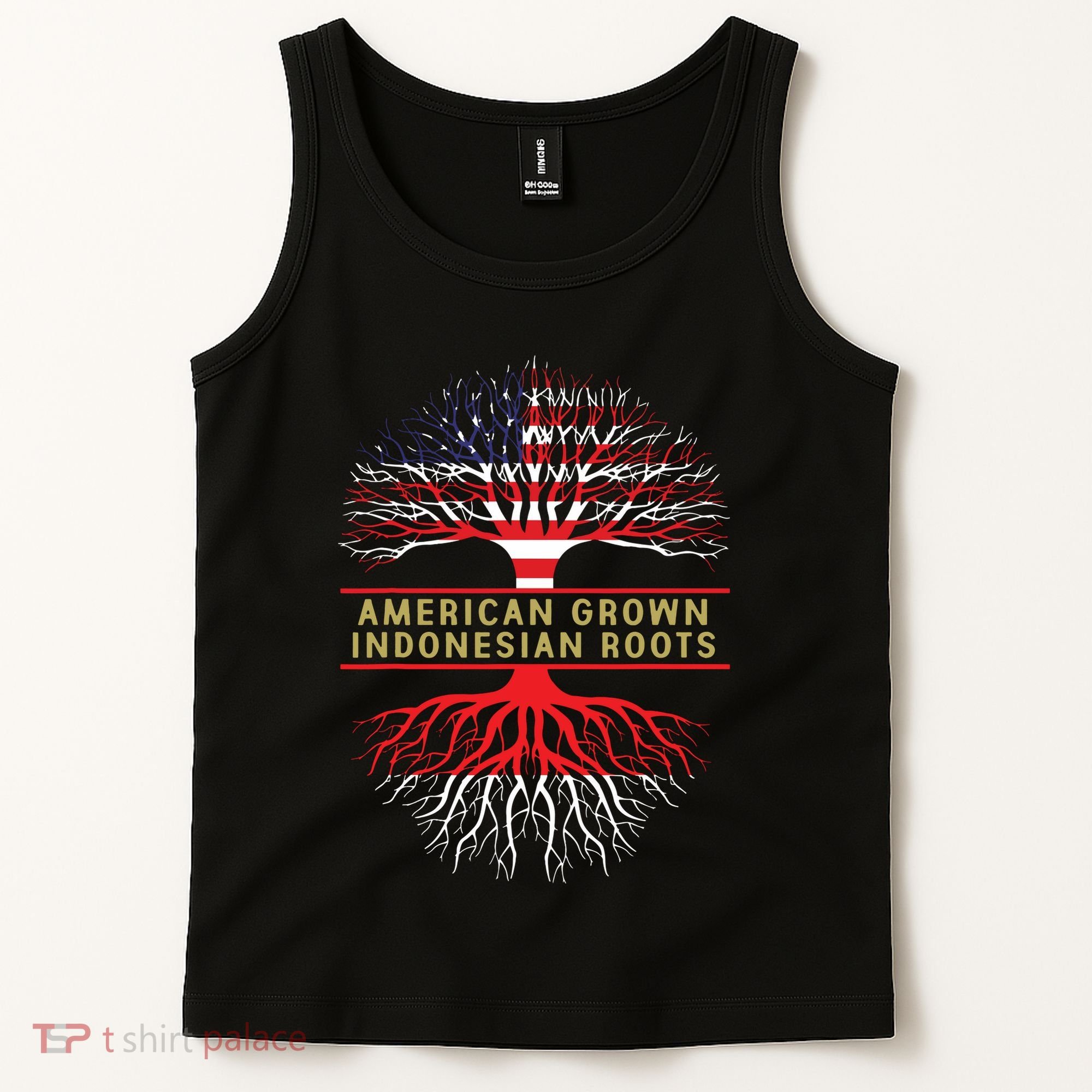 American Grown Indonesian Roots America Indonesia Tree Flag Tank Top