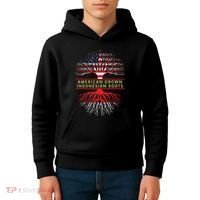 American Grown Indonesian Roots America Indonesia Tree Flag Kids Hoodie thumb 4