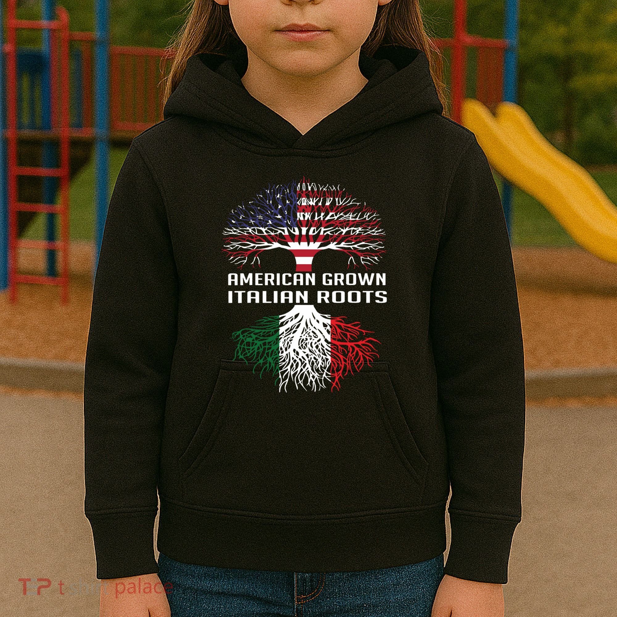 American Grown Italian Roots Italy Flag Proud Kids Hoodie