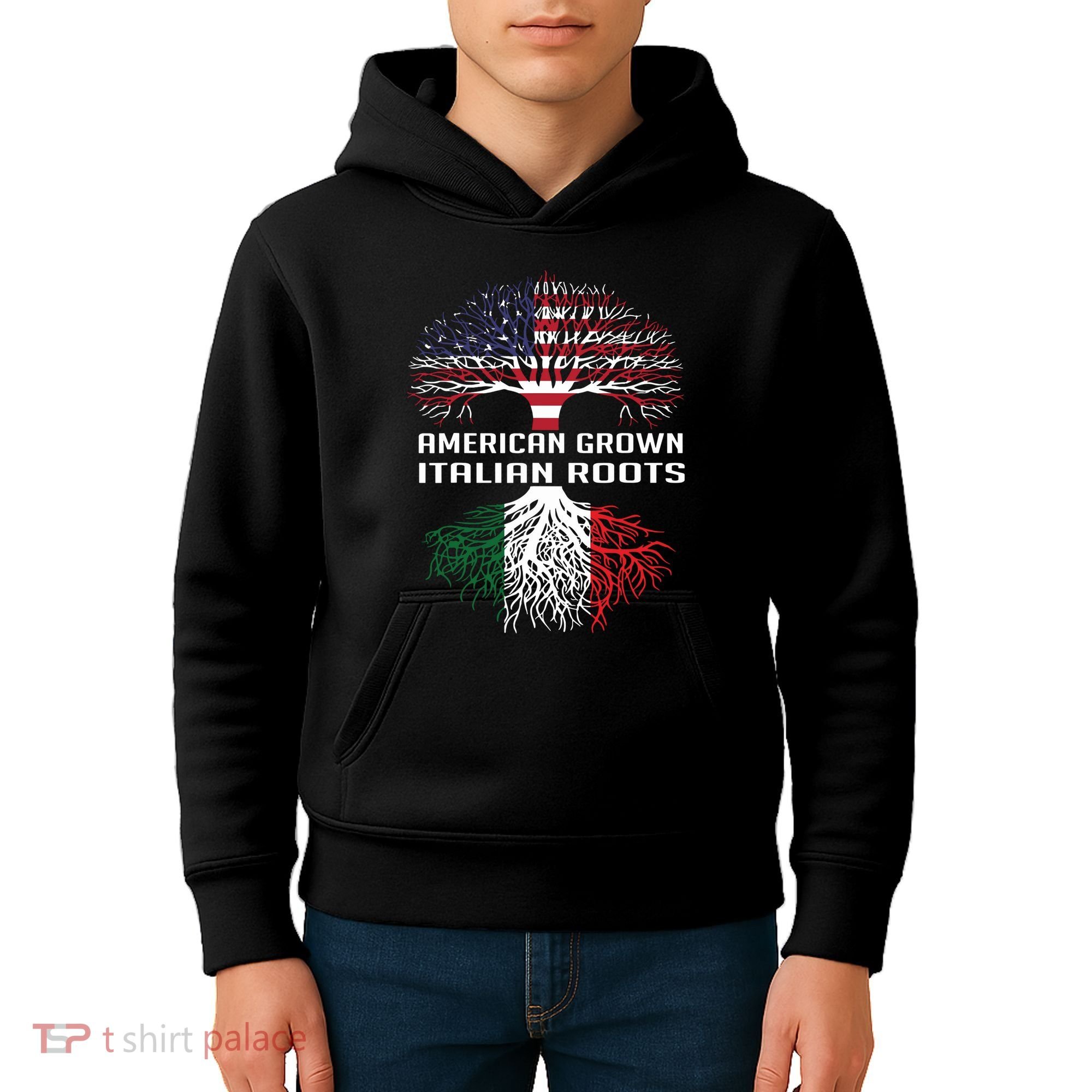 American Grown Italian Roots Italy Flag Proud Kids Hoodie