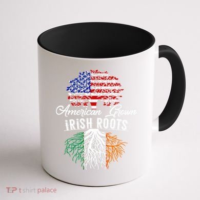 American Grown Irish Root Ireland Flag Irish Gift Coffee Mug back