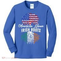 American Grown Irish Root Ireland Flag Irish Gift Kids Long Sleeve Shirt thumb 0