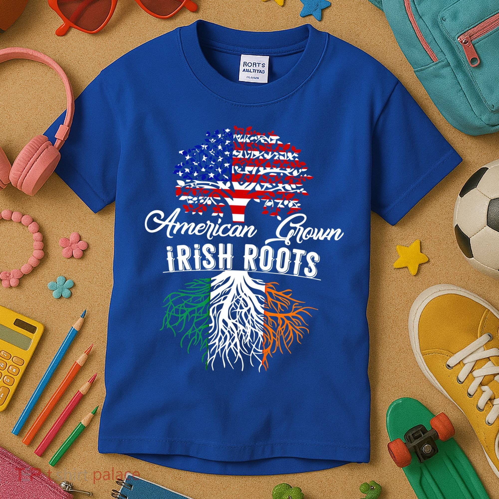 American Grown Irish Root Ireland Flag Irish Gift Kids T-Shirt