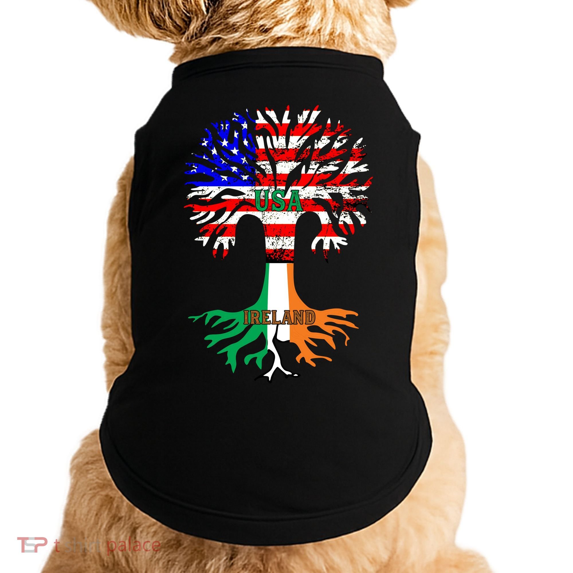 American Grown Irish Roots Ireland Flag Doggie Tank