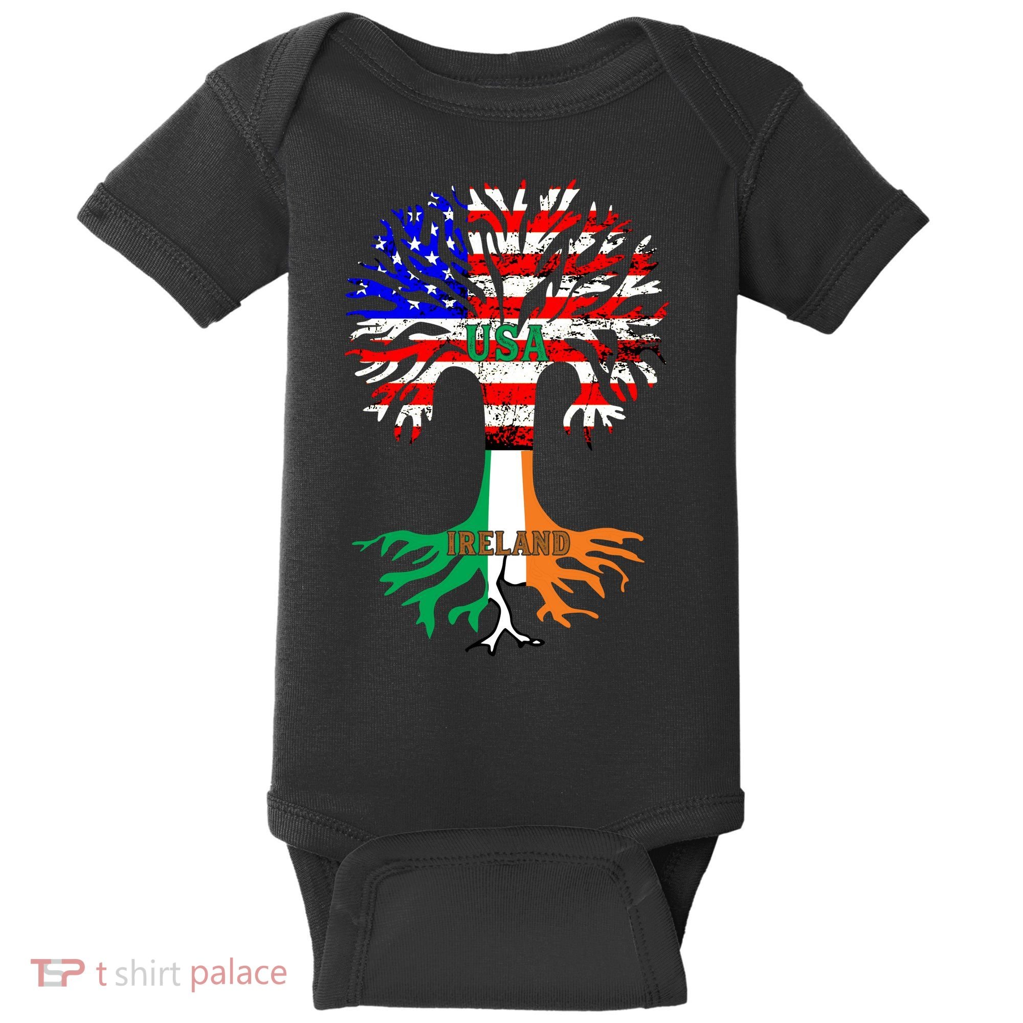 American Grown Irish Roots Ireland Flag Baby Bodysuit