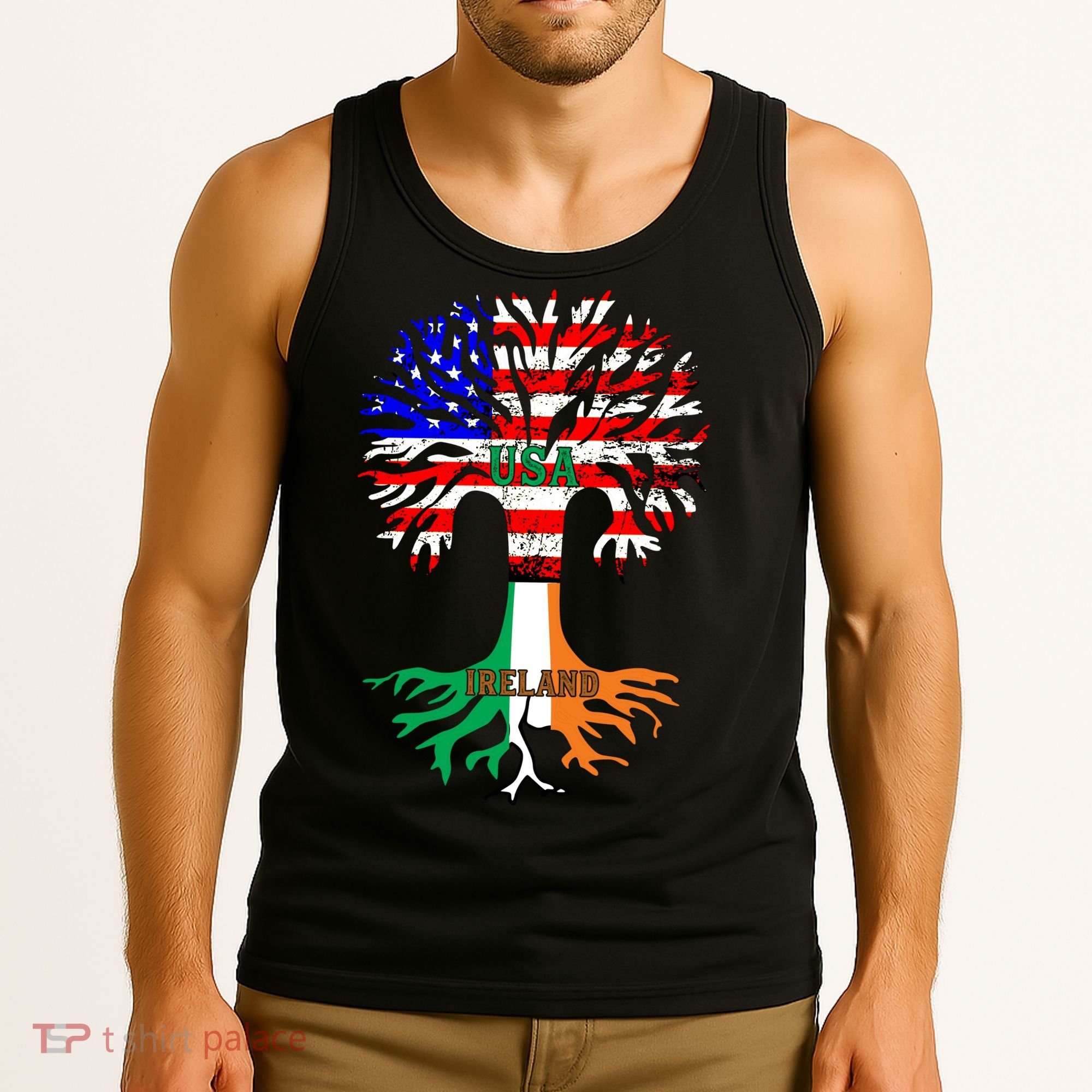 American Grown Irish Roots Ireland Flag Tank Top