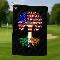 American Grown Irish Roots Ireland Flag Golf Towel thumb 1