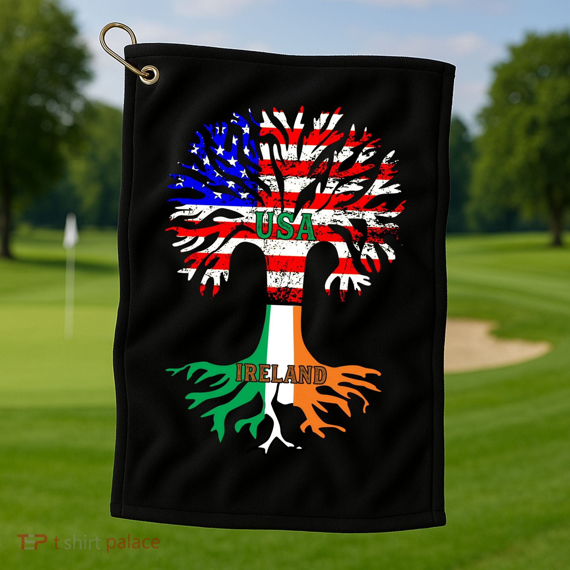American Grown Irish Roots Ireland Flag Golf Towel