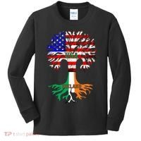 American Grown Irish Roots Ireland Flag Kids Long Sleeve Shirt thumb 0