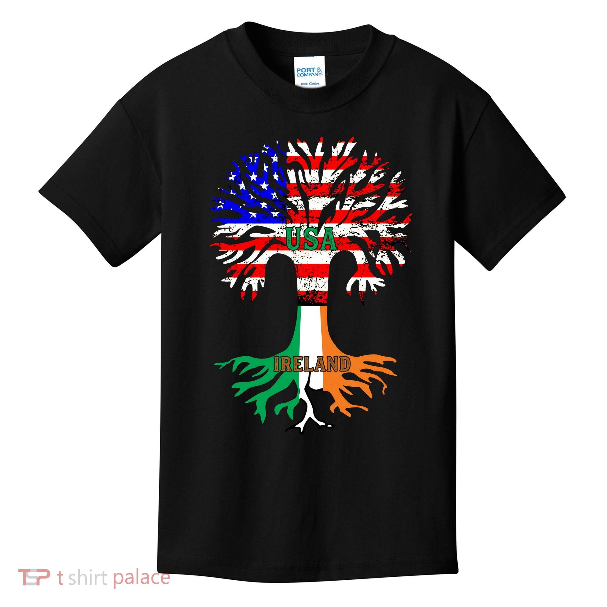 American Grown Irish Roots Ireland Flag Kids T-Shirt