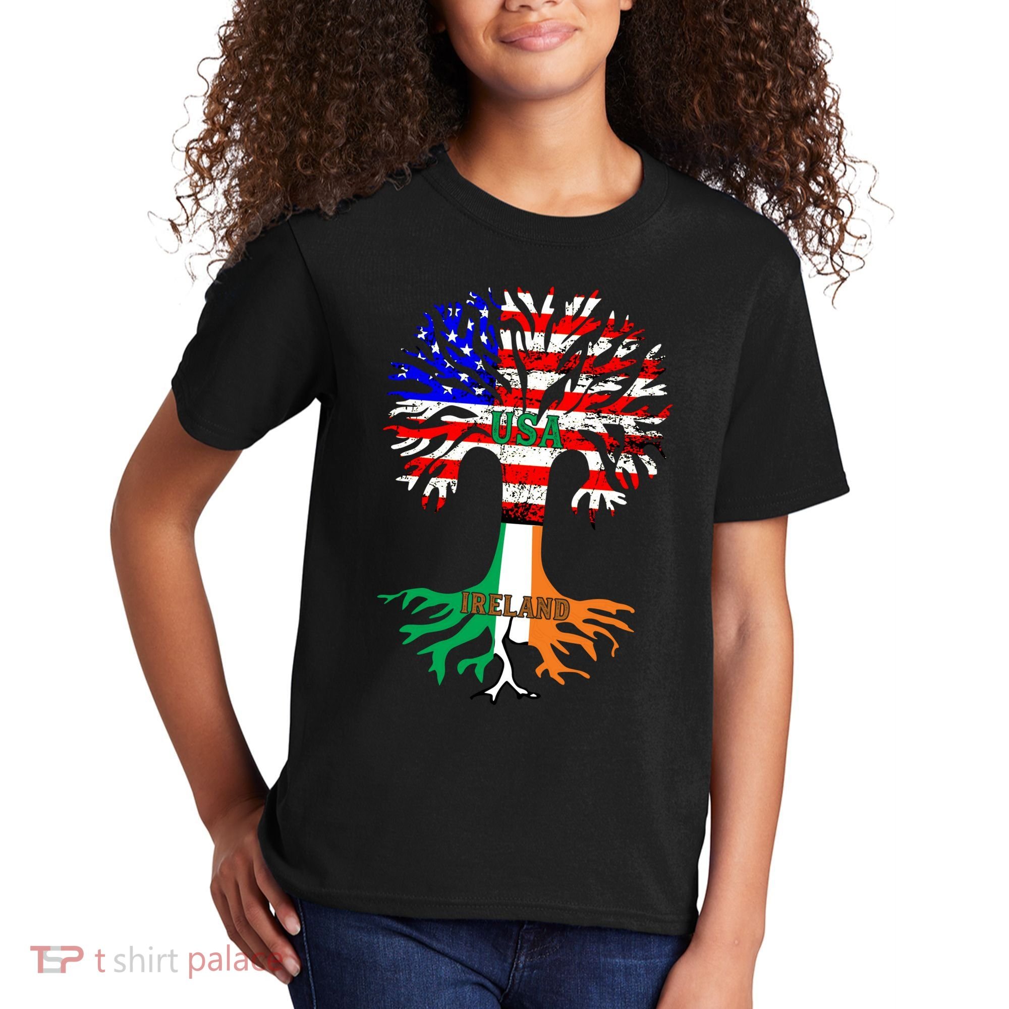 American Grown Irish Roots Ireland Flag Kids T-Shirt