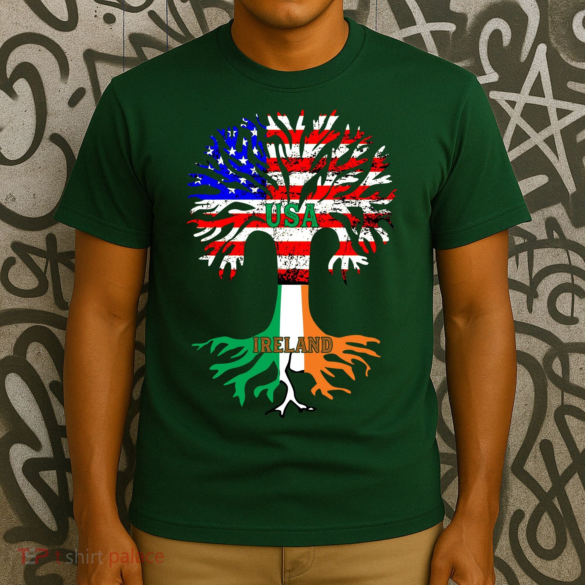 American Grown Irish Roots Ireland Flag T-Shirt