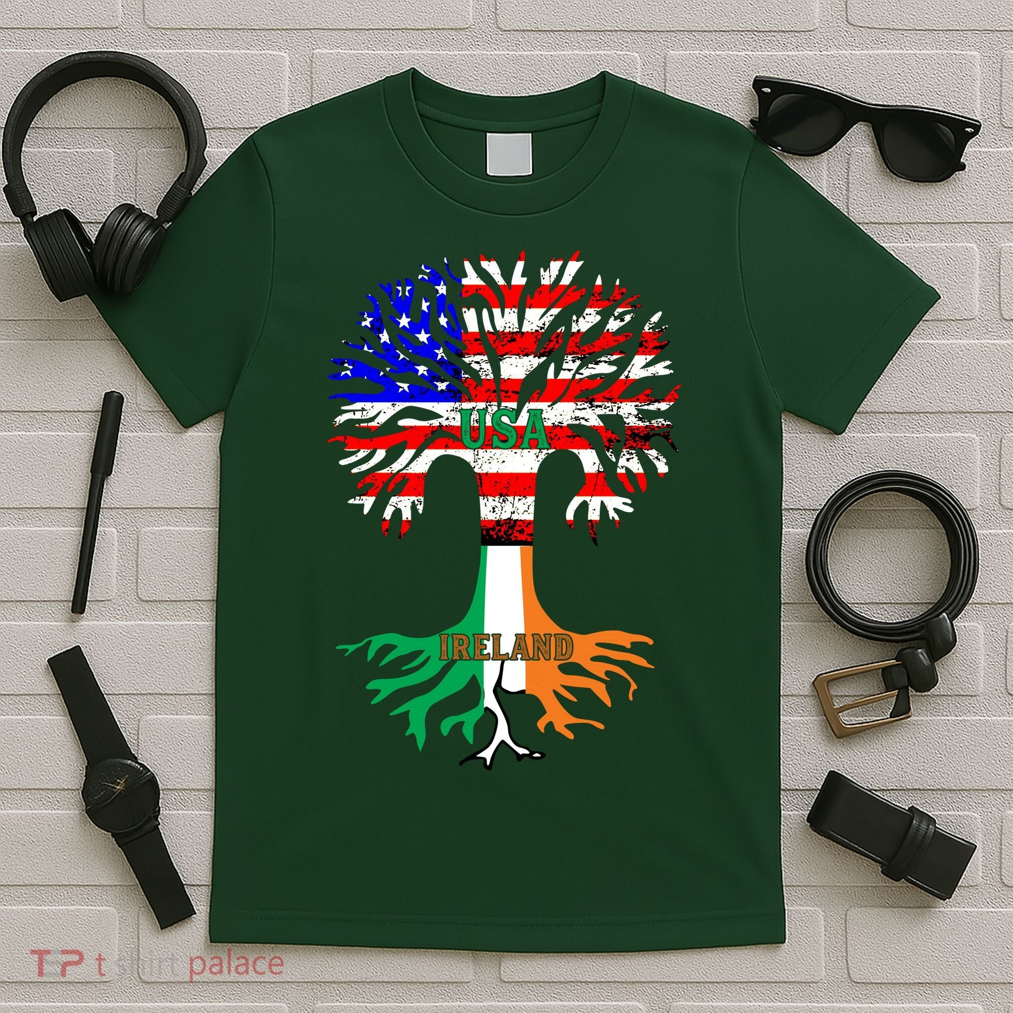 American Grown Irish Roots Ireland Flag T-Shirt
