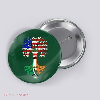 American Grown Irish Roots Ireland Flag Button
