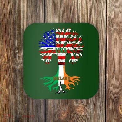 American Grown Irish Roots Ireland Flag Coaster