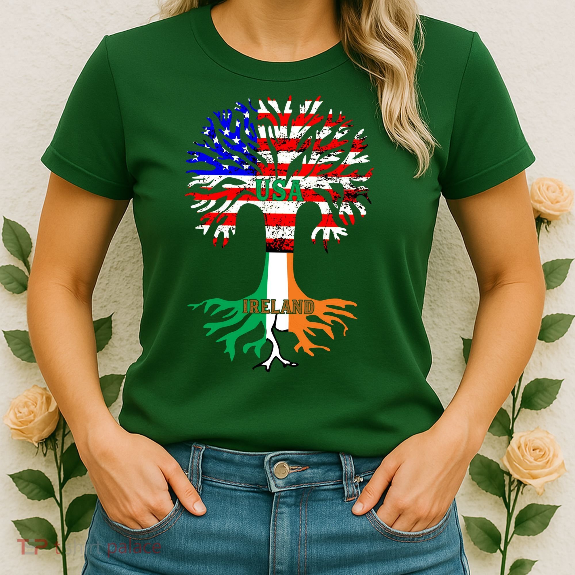 American Grown Irish Roots Ireland Flag Women's T-Shirt