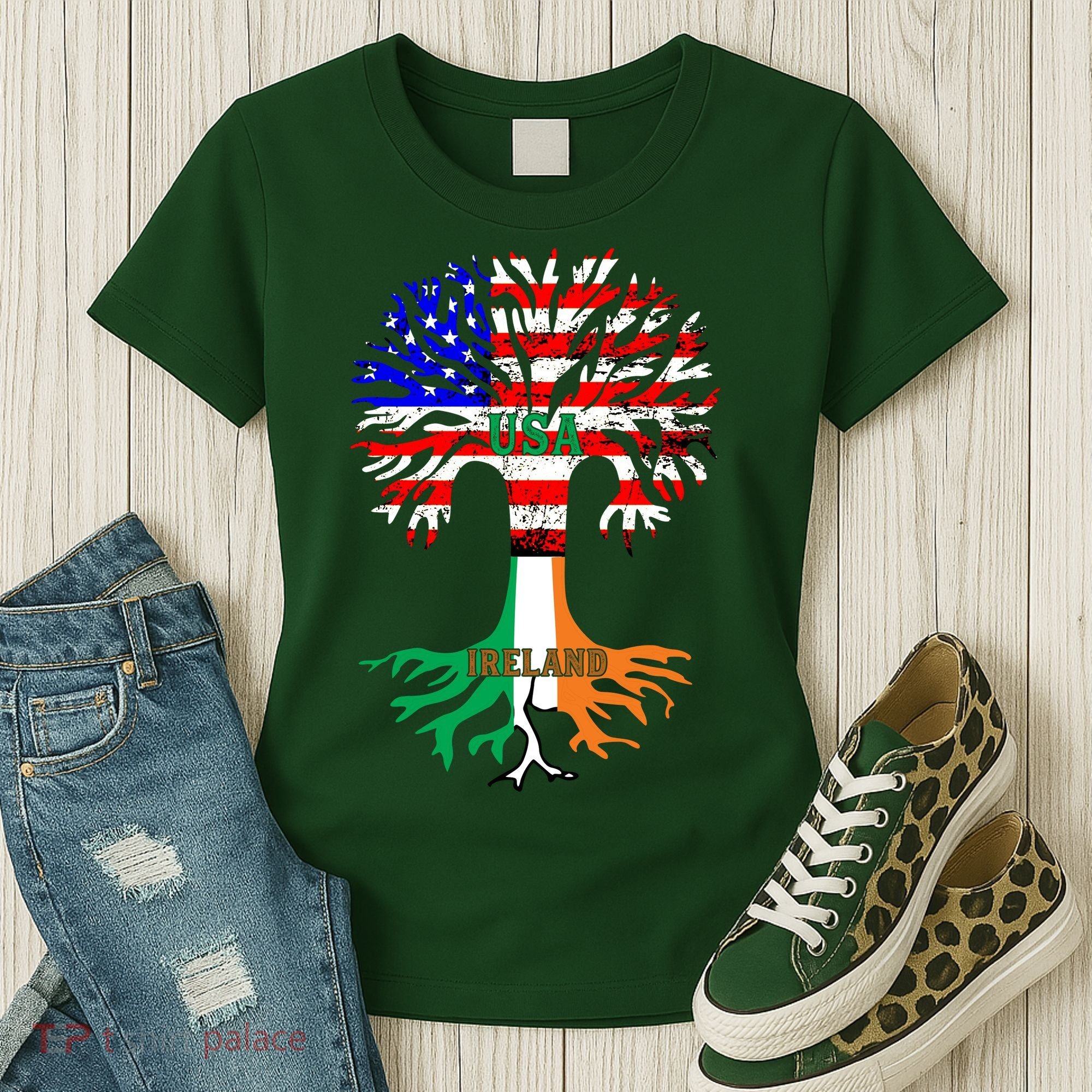 American Grown Irish Roots Ireland Flag Women's T-Shirt