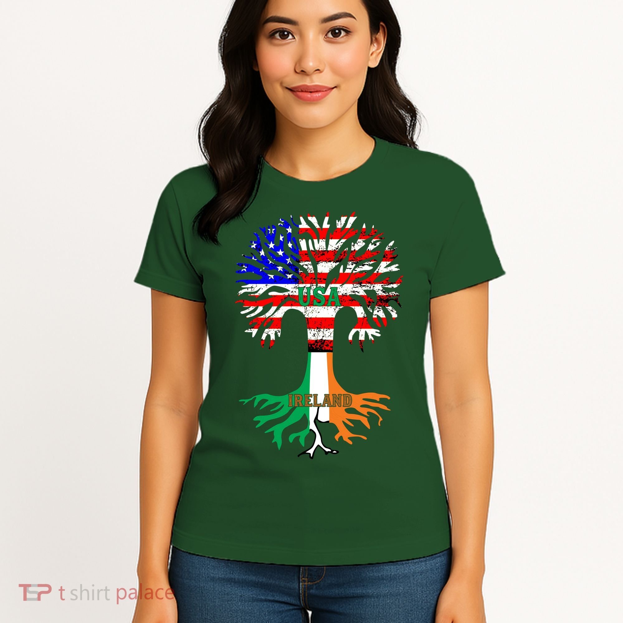 American Grown Irish Roots Ireland Flag Women's T-Shirt
