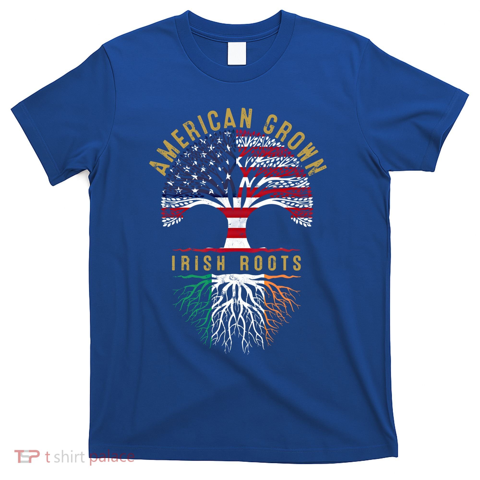 American Grown Irish Roots Tree Flag Family Heritage Gift T-Shirt