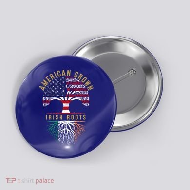 American Grown Irish Roots Tree Flag Family Heritage Gift Button
