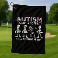 Autism Gift It's A Different Ability Gift Autism Awareness Cool Gift Golf Towel thumb 1