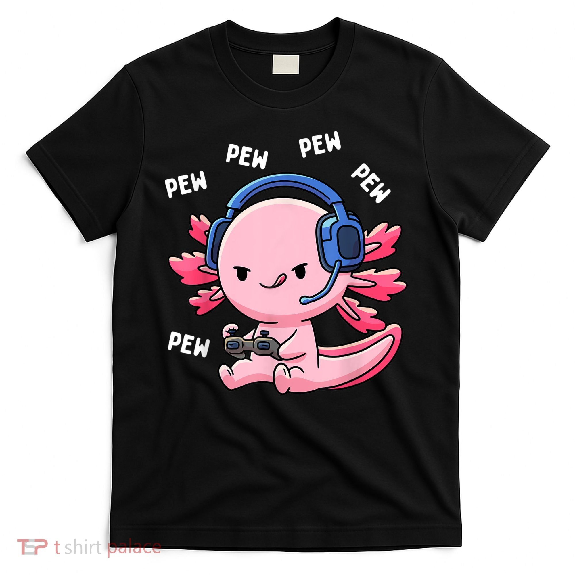 Axolotl Gaming Kids Boys Girls Anime Video Game Pew Gamer T-Shirt