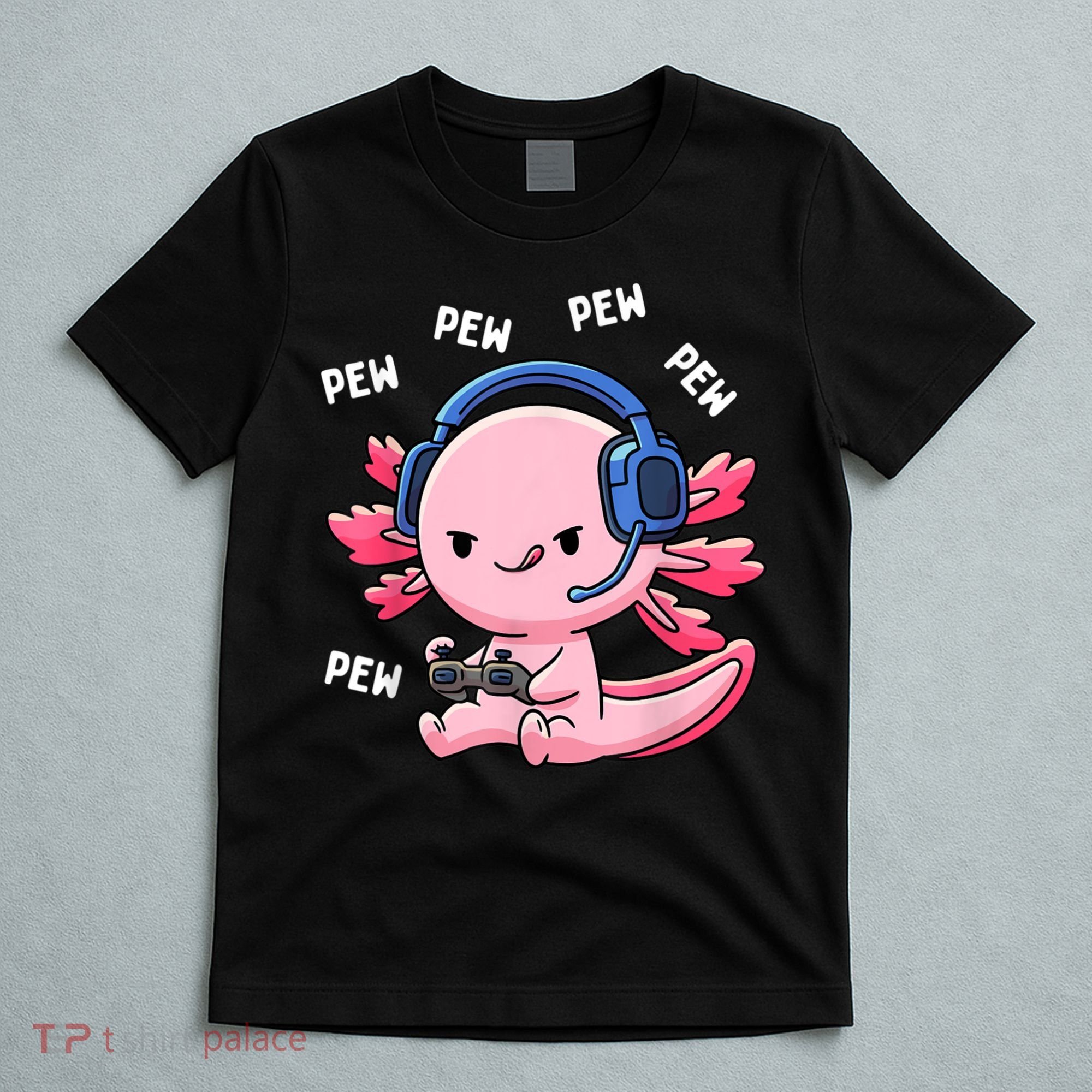 Axolotl Gaming Kids Boys Girls Anime Video Game Pew Gamer T-Shirt
