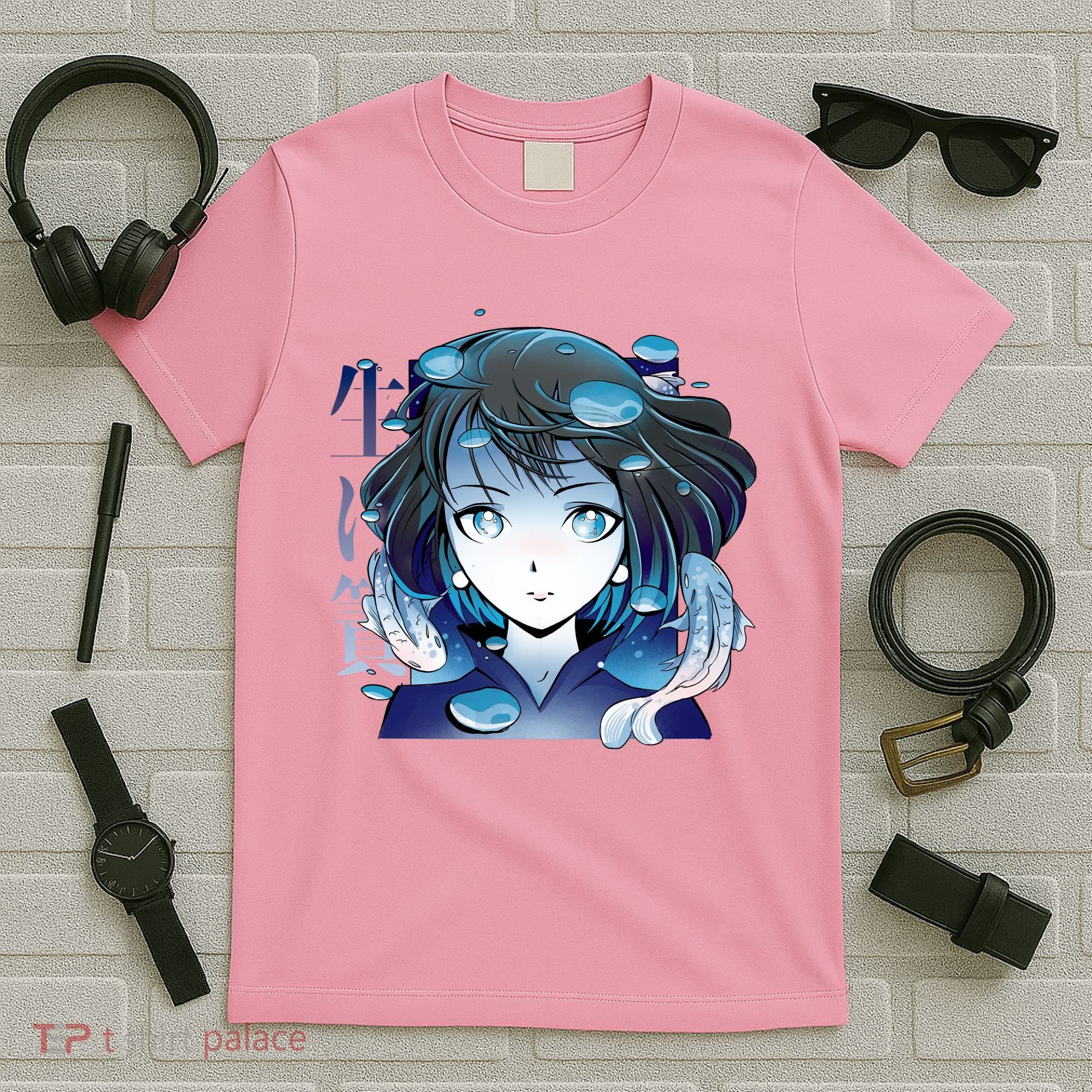 Anime Girl Koi Fishes Japanese T-Shirt