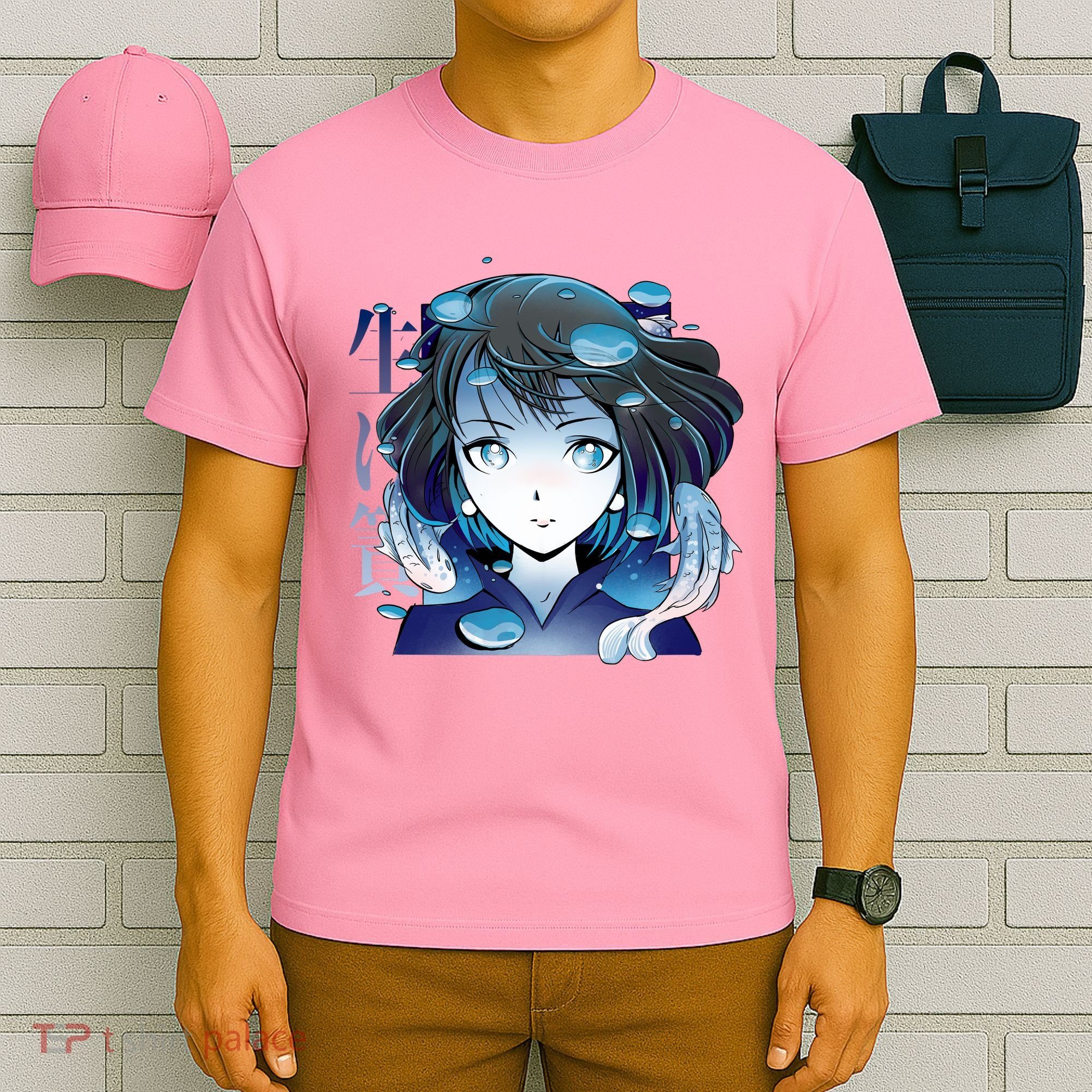 Anime Girl Koi Fishes Japanese T-Shirt