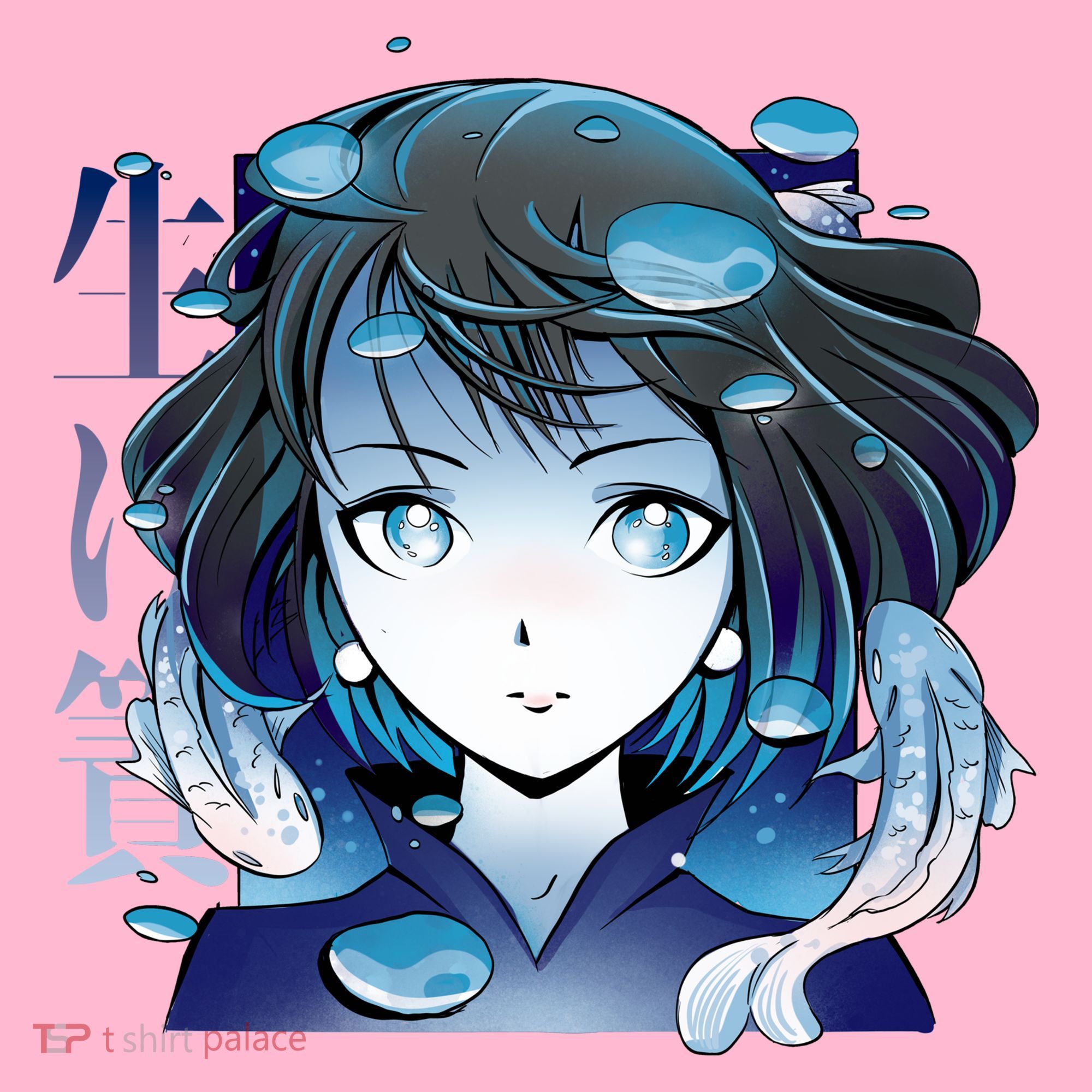 Anime Girl Koi Fishes Japanese T-Shirt