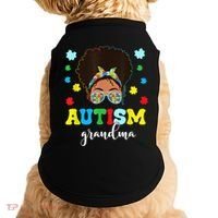 Autism Grandma Life Messy Bun Black Afro Autism Doggie Tank thumb 0