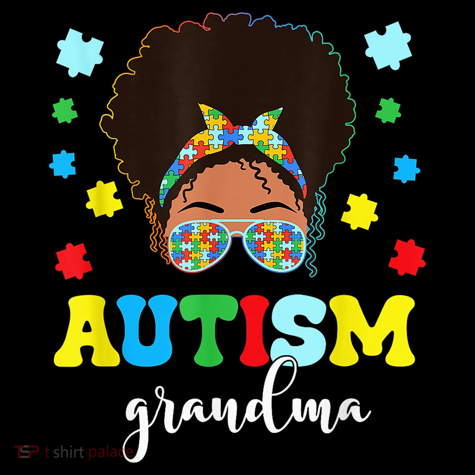 Autism Grandma Life Messy Bun Black Afro Autism Coffee Mug
