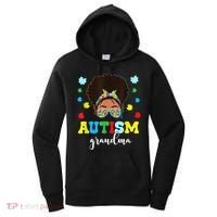 Autism Grandma Life Messy Bun Black Afro Autism Women's Hoodie thumb 0