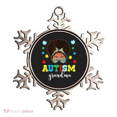 Autism Grandma Life Messy Bun Black Afro Autism Ornament