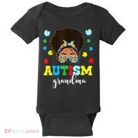 Autism Grandma Life Messy Bun Black Afro Autism Baby Bodysuit thumb 0