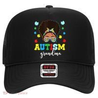Autism Grandma Life Messy Bun Black Afro Autism Hat thumb 0