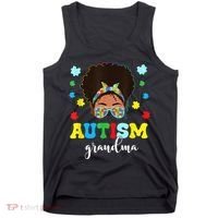 Autism Grandma Life Messy Bun Black Afro Autism Tank Top thumb 0