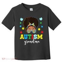 Autism Grandma Life Messy Bun Black Afro Autism Toddler T-Shirt thumb 0