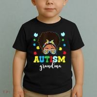 Autism Grandma Life Messy Bun Black Afro Autism Toddler T-Shirt thumb 2