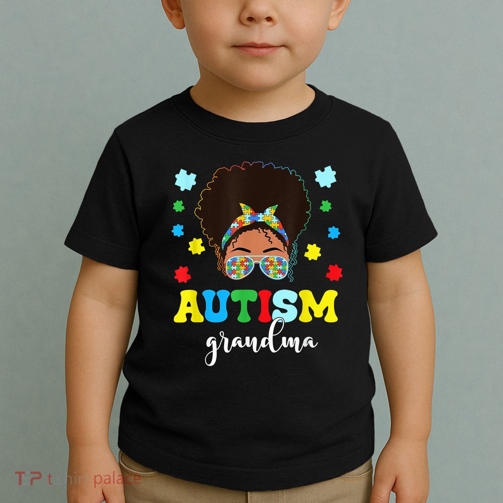 Autism Grandma Life Messy Bun Black Afro Autism Toddler T-Shirt