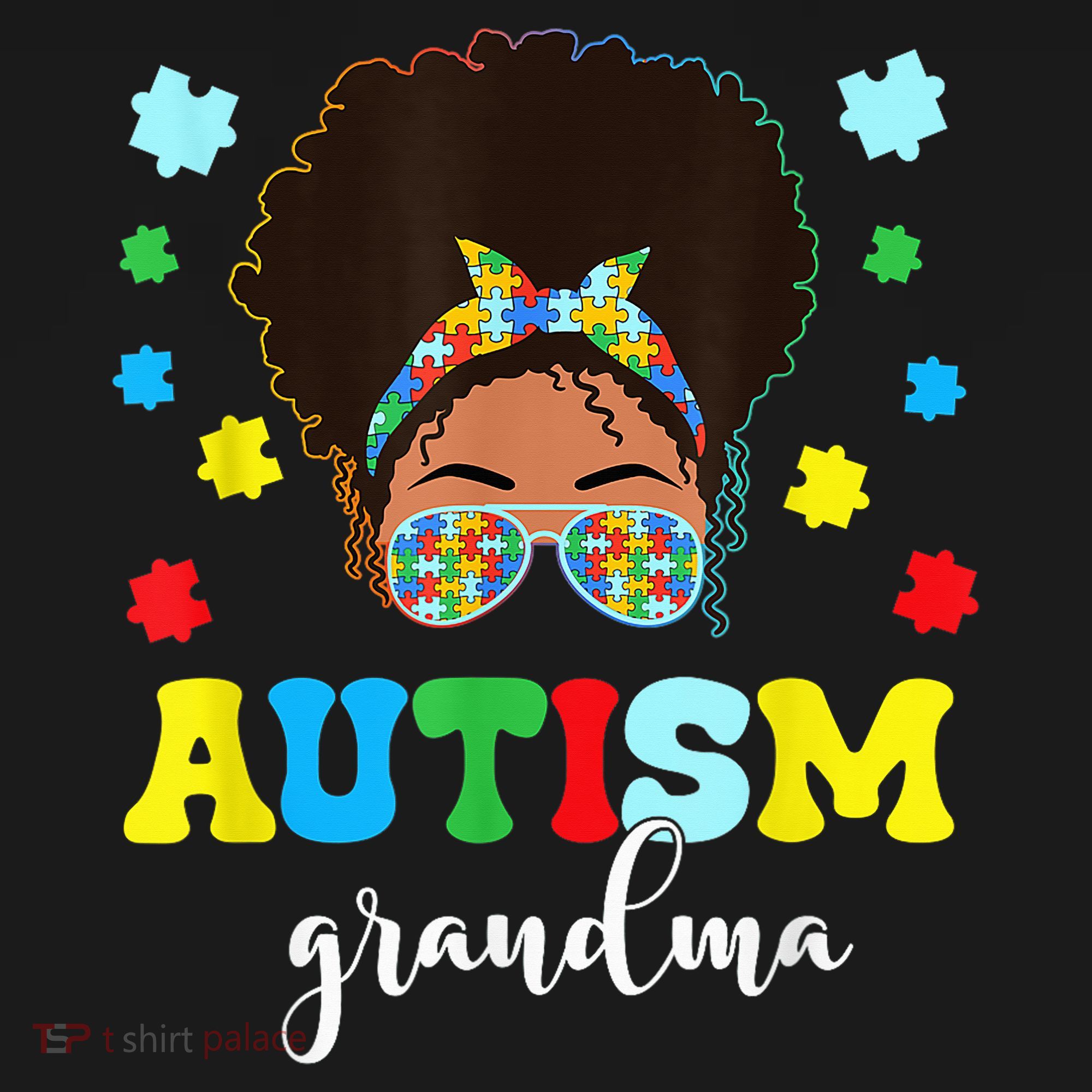 Autism Grandma Life Messy Bun Black Afro Autism Visor