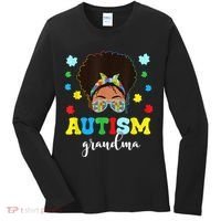 Autism Grandma Life Messy Bun Black Afro Autism Women's Long Sleeve Shirt thumb 0